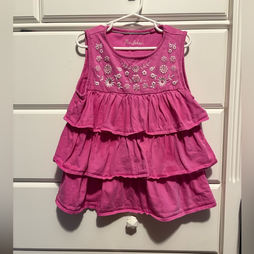 Mini Boden Pink Tiered Floral Tank Top
